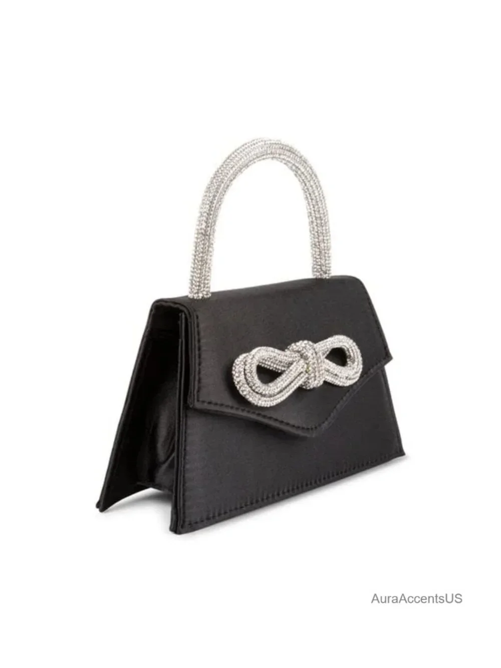 Satin Rhinestone Bow Clutch Evening Purse Crossbody Shoulder Bag Wedding Prom